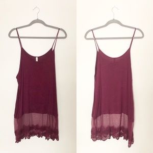 Tank top with lace trim